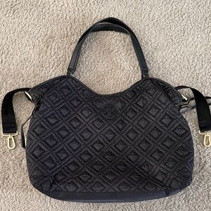 Tory Burch Black Quilted Diaper Bag